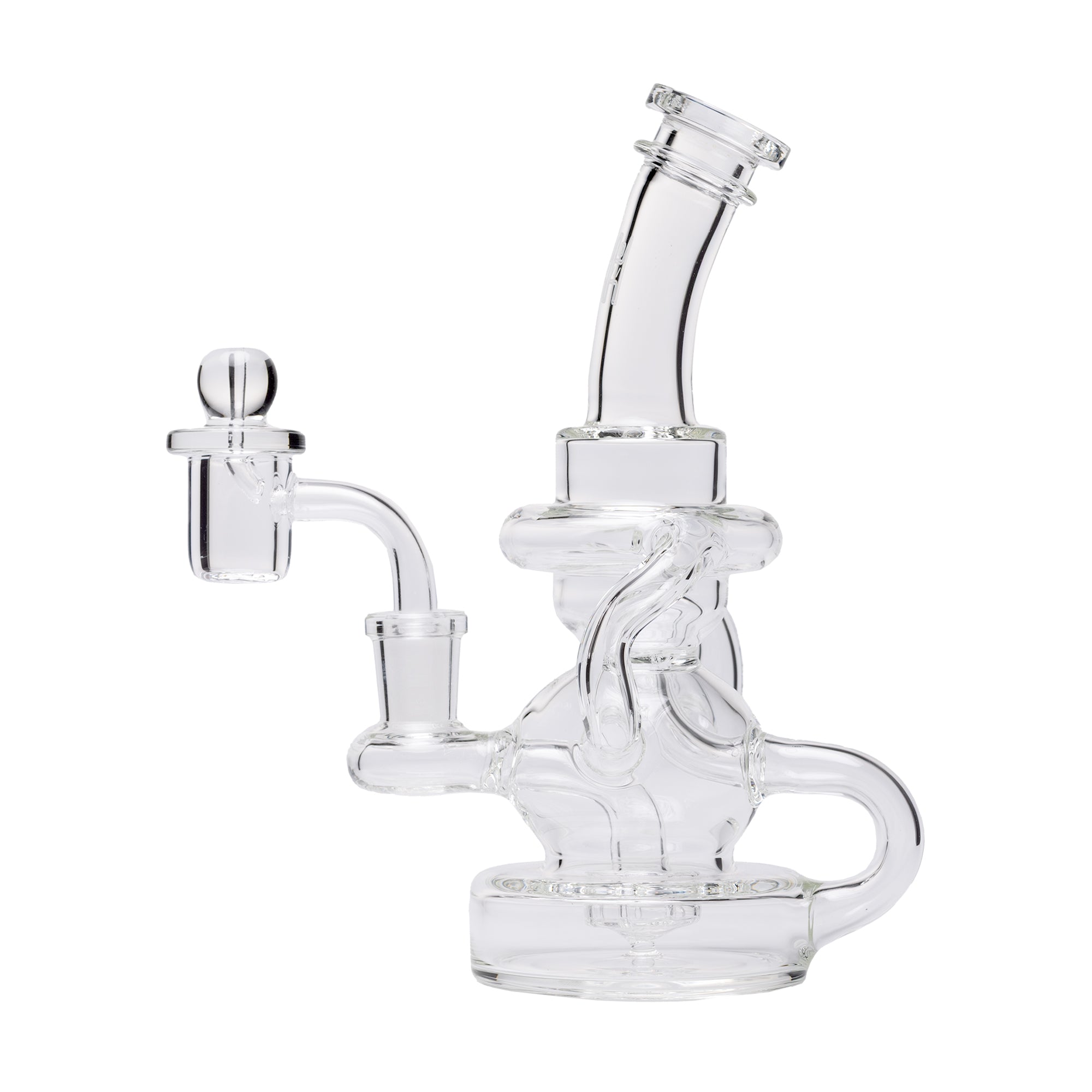 Human Grade Stubby Klein Glass Recycler Rig Water Pipe - Image 4