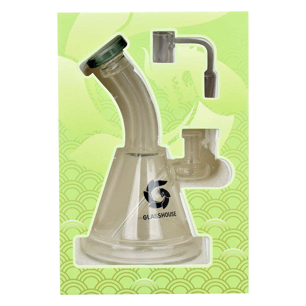 Glass House Bent Neck Glass Dab Rig - 6.75" / 14mm F / Colors Vary - Image 2