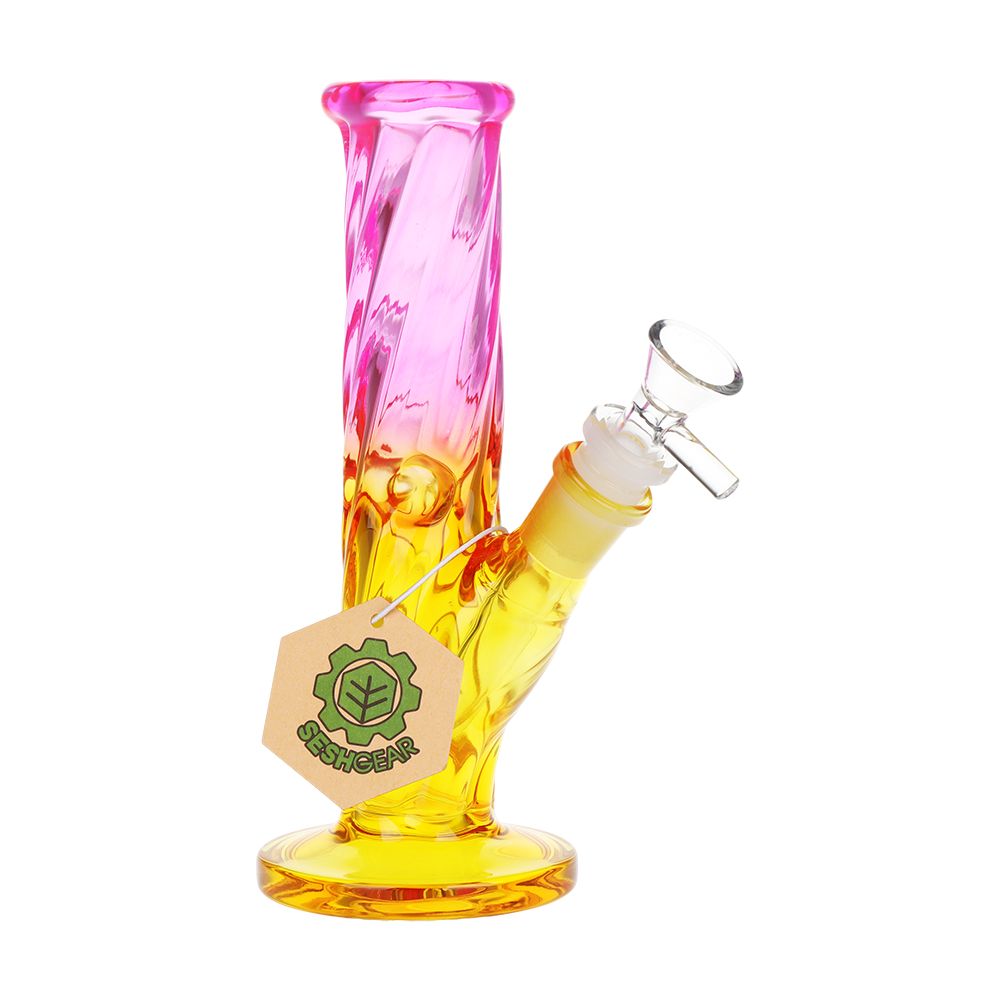 SeshGear Twist Ombre Straight Tube Glass Water Pipe | 7.75" | 14mm F - Image 3