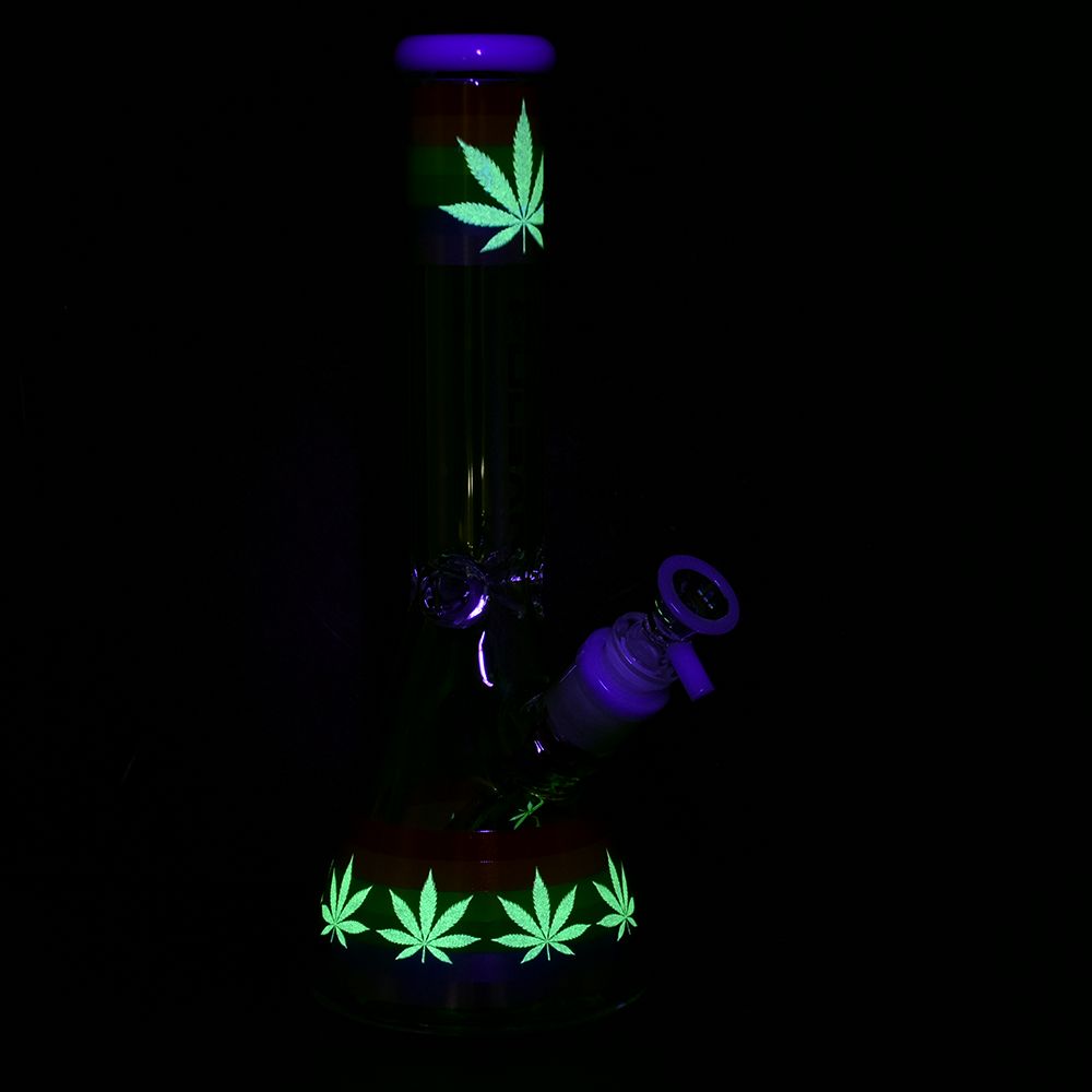 Pulsar Rainbow Pride Glow Glass Beaker Water Pipe - 10" - Image 4
