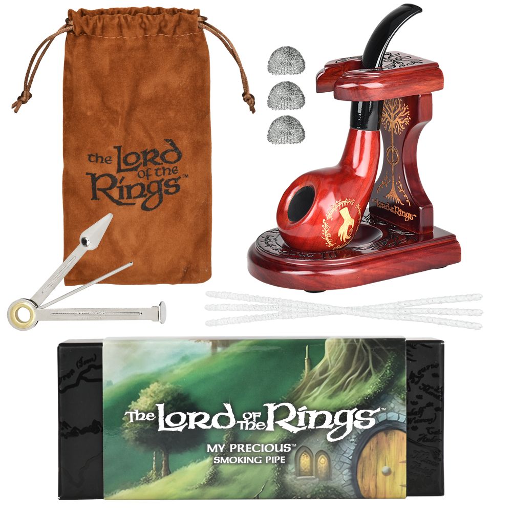 Pulsar Shire Pipes x LoTR MY PRECIOUS Pipe & MIDDLE-EARTH Pipe Stand Bundle - 5.5" - Image 2
