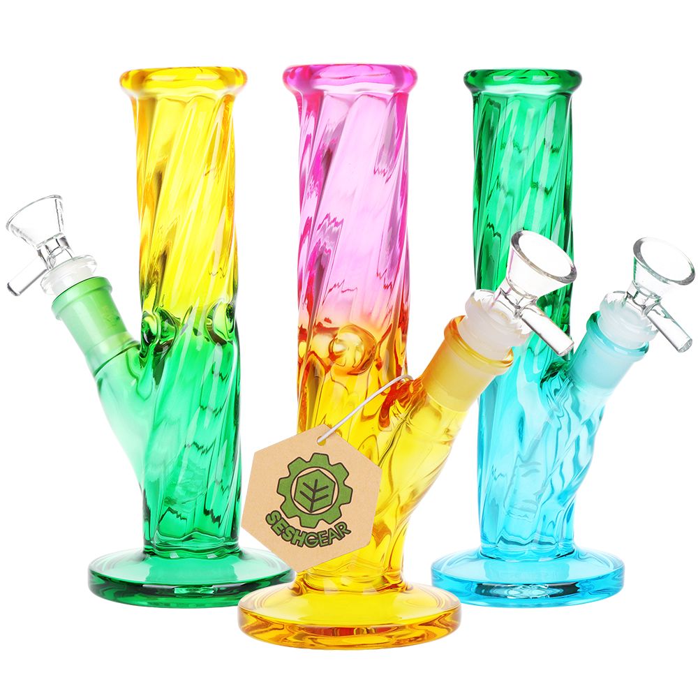SeshGear Twist Ombre Straight Tube Glass Water Pipe | 7.75" | 14mm F - Image 6