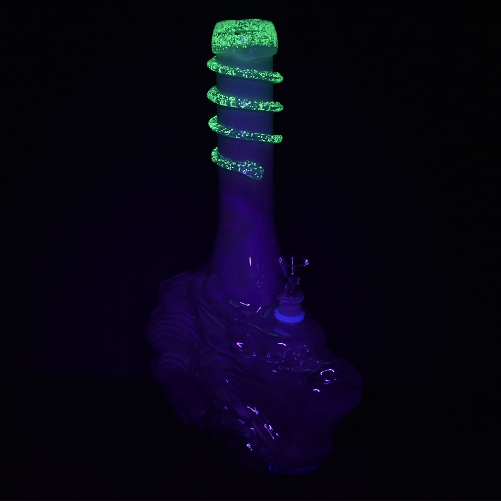 Iridescent Dragon Soft Glass Water Pipe - 14" / 14mm F - Image 4