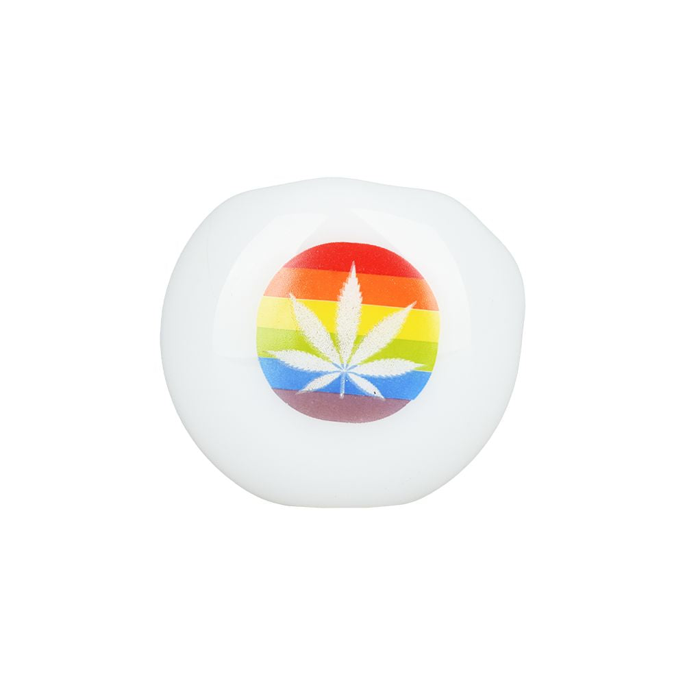 Pride Rainbow Hemp Leaf Glow Glass Spoon Pipe - 4.75" - Image 2