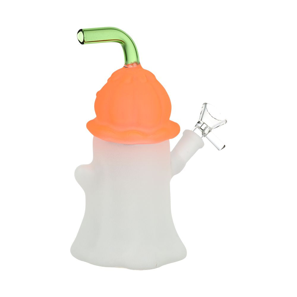 Pumpkin Head Ghost Glow In The Dark Glass Bong - 7.25" / 14mm F - Image 2