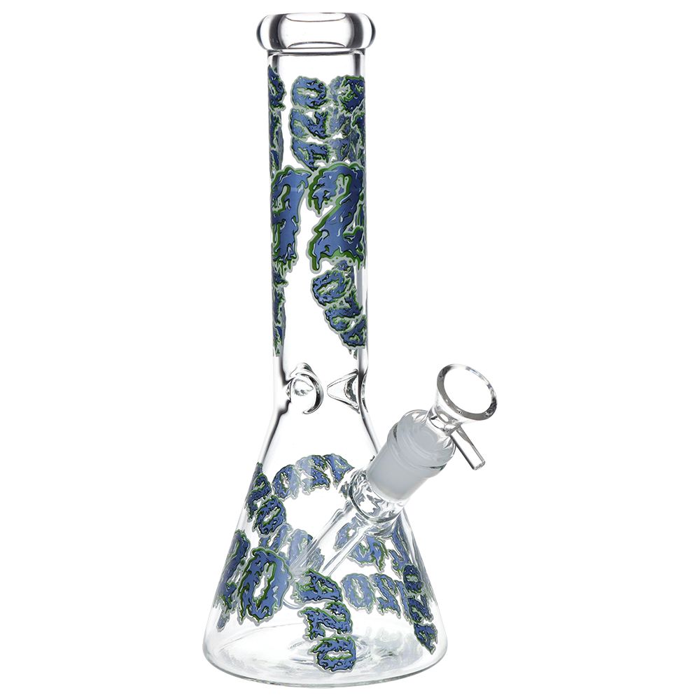 420 Clouds Glow In The Dark Beaker Glass Water Pipe - 10" / 14mm F / Colors Vary - Image 6