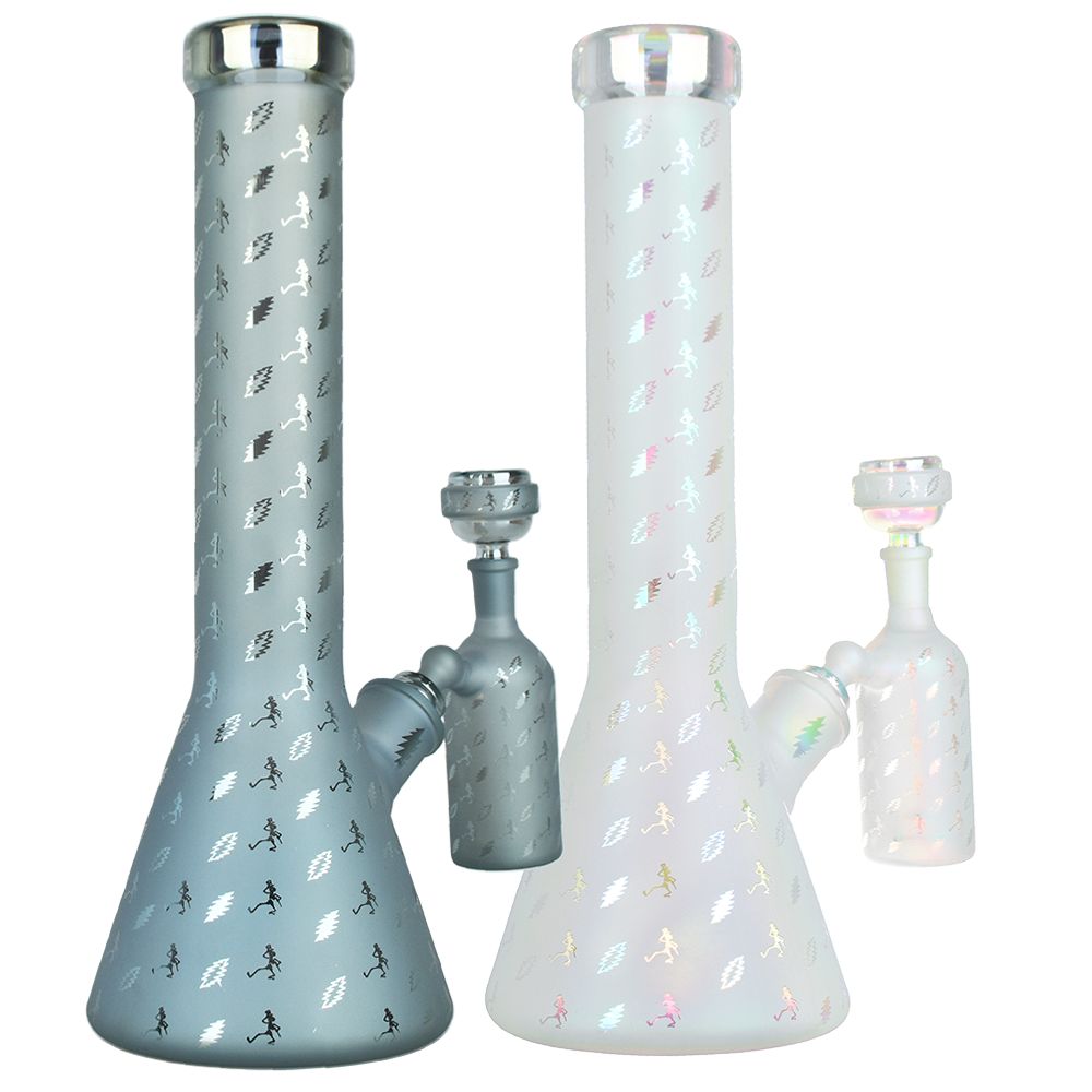 Grateful Dead x Pulsar Bolts And Skellies Glass Beaker Water Pipe Set | 13.75" | 14mm F - Image 2