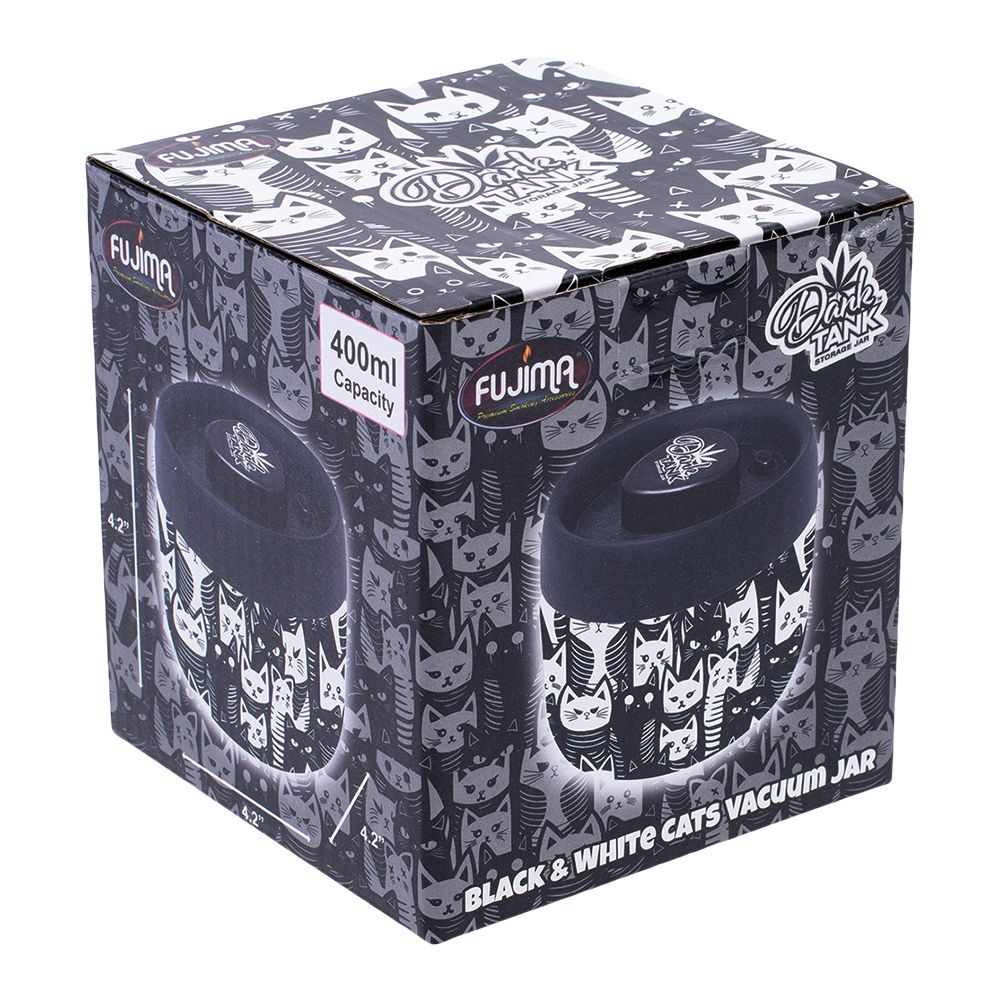 Fujima Dank Tank Vacuum Glass Jar - 4.2" / Black And White Cats - Image 4
