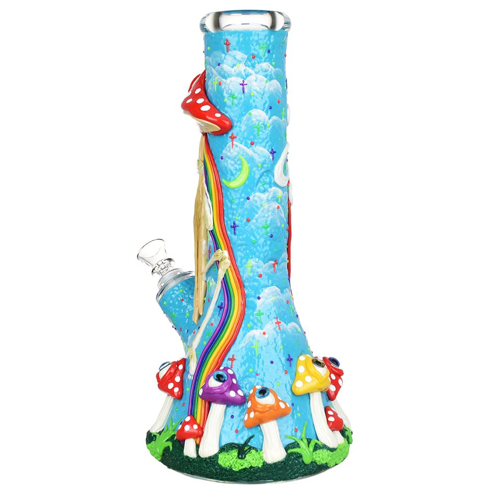 Sneaky Skeleton And Watchful Fungi Glow In Dark Beaker Water Pipe-12.5" / 14mm F - Image 2
