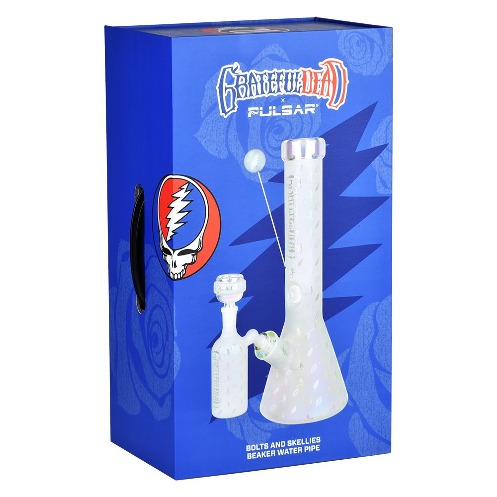 Grateful Dead x Pulsar Bolts And Skellies Glass Beaker Water Pipe Set | 13.75" | 14mm F - Image 15