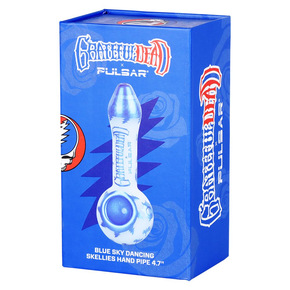 Grateful Dead x Pulsar Blue Sky Dancing Skellies Glass Spoon Pipe - 4.75" - Image 7