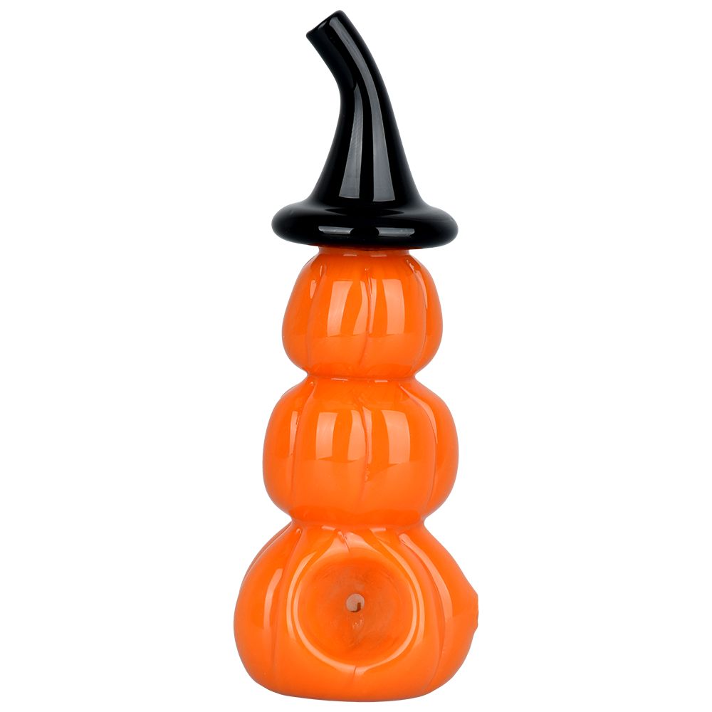 Stacked Jack-O-Lantern Glass Hand Pipe - 5" - Image 3